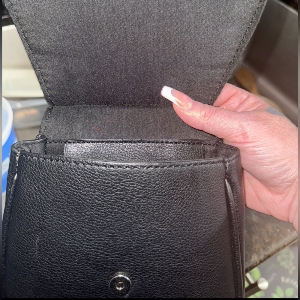 American Eagle black leather Silver Studs/Tassel top handle mini satchel - Picture 5 of 10